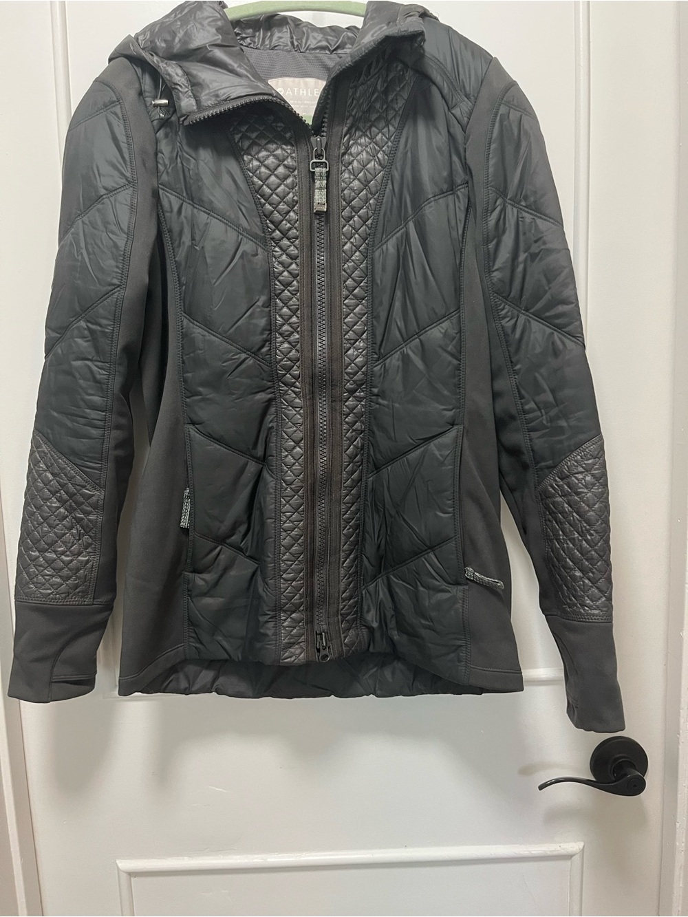 Athleta Green Quilted Hooded Puffer Jacket